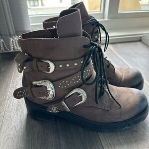 Millie’s Brown Leather Ankle Boots with Silver Accents